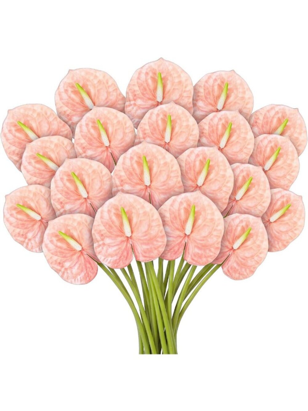 20 Pcs Peach Pink Artificial Anthurium Flowers - 23.6 Inch Home Decor